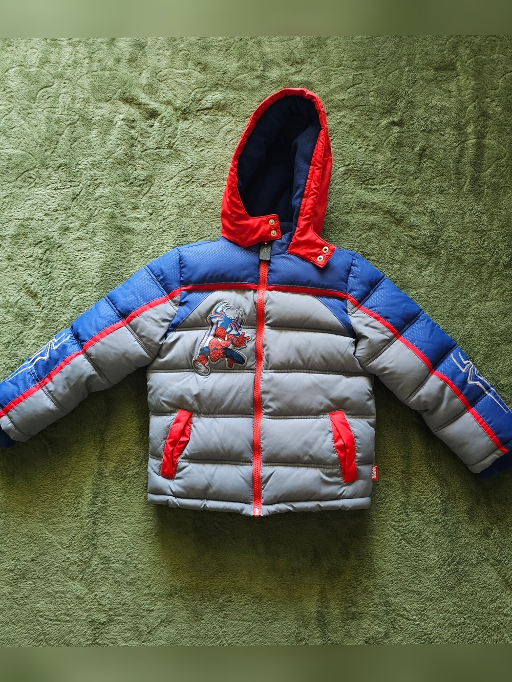 Disney Store Marvel Spider Man Hooded Winter Puffer Jacket Coat Boys 5/6
